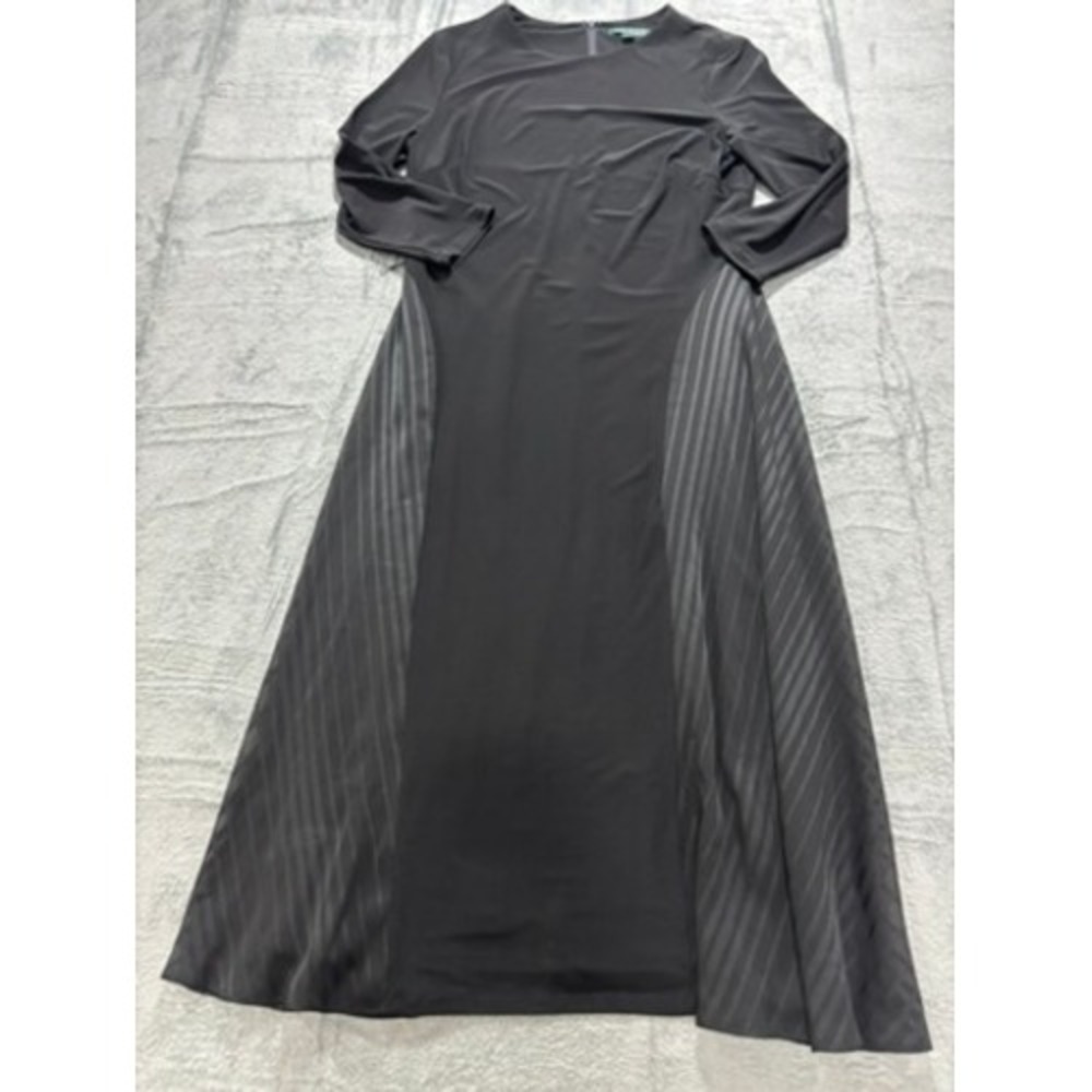 Lauren Ralph Lauren Black Maxi Dress Womens 12 Long Sleeve Formal Evening